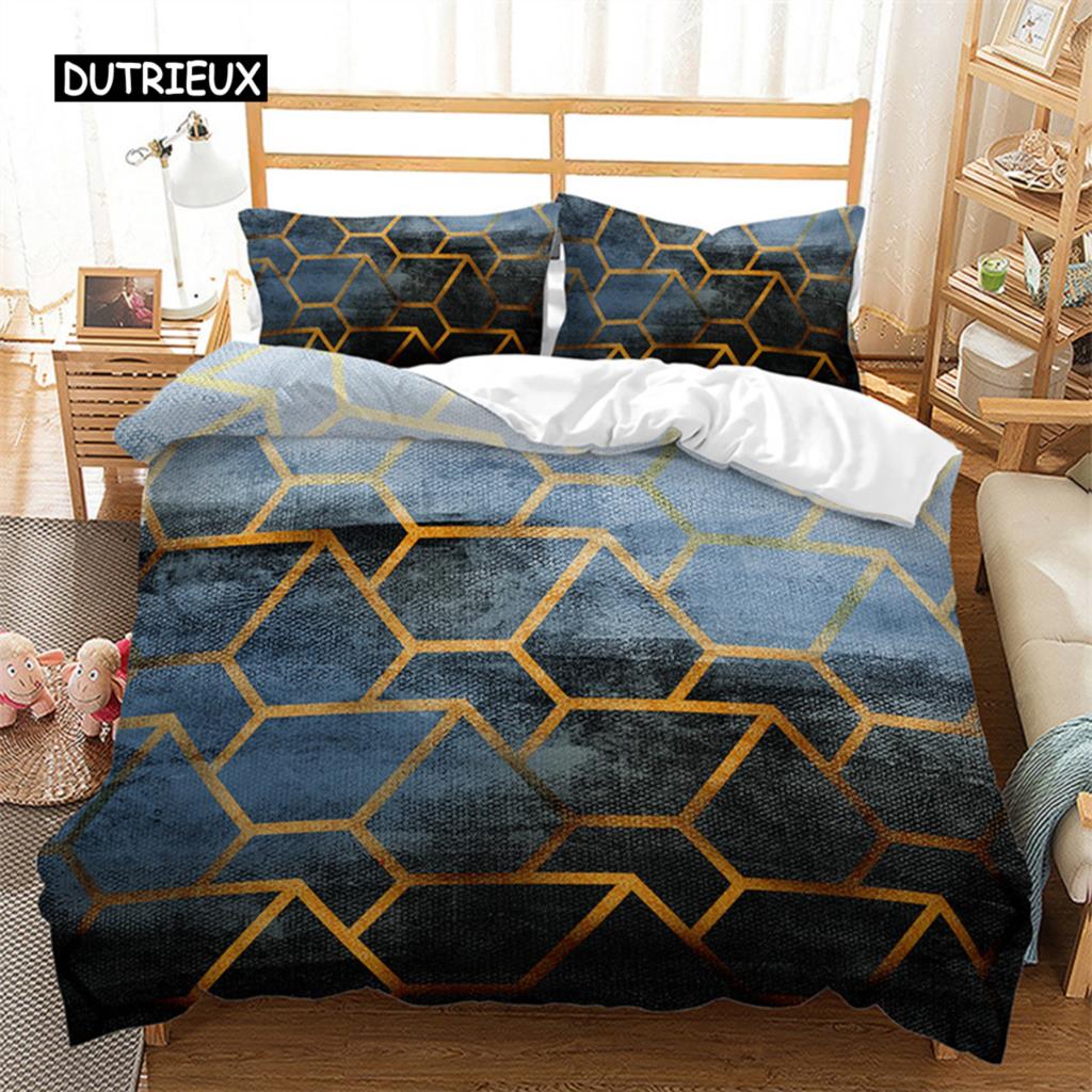 

Geometric Duvet Cover Abstract Marble Bedding Set Microfiber Vintage Exotic Floral Pattern Comforter Cover Twin King Single Size US Queen(228x228cm)