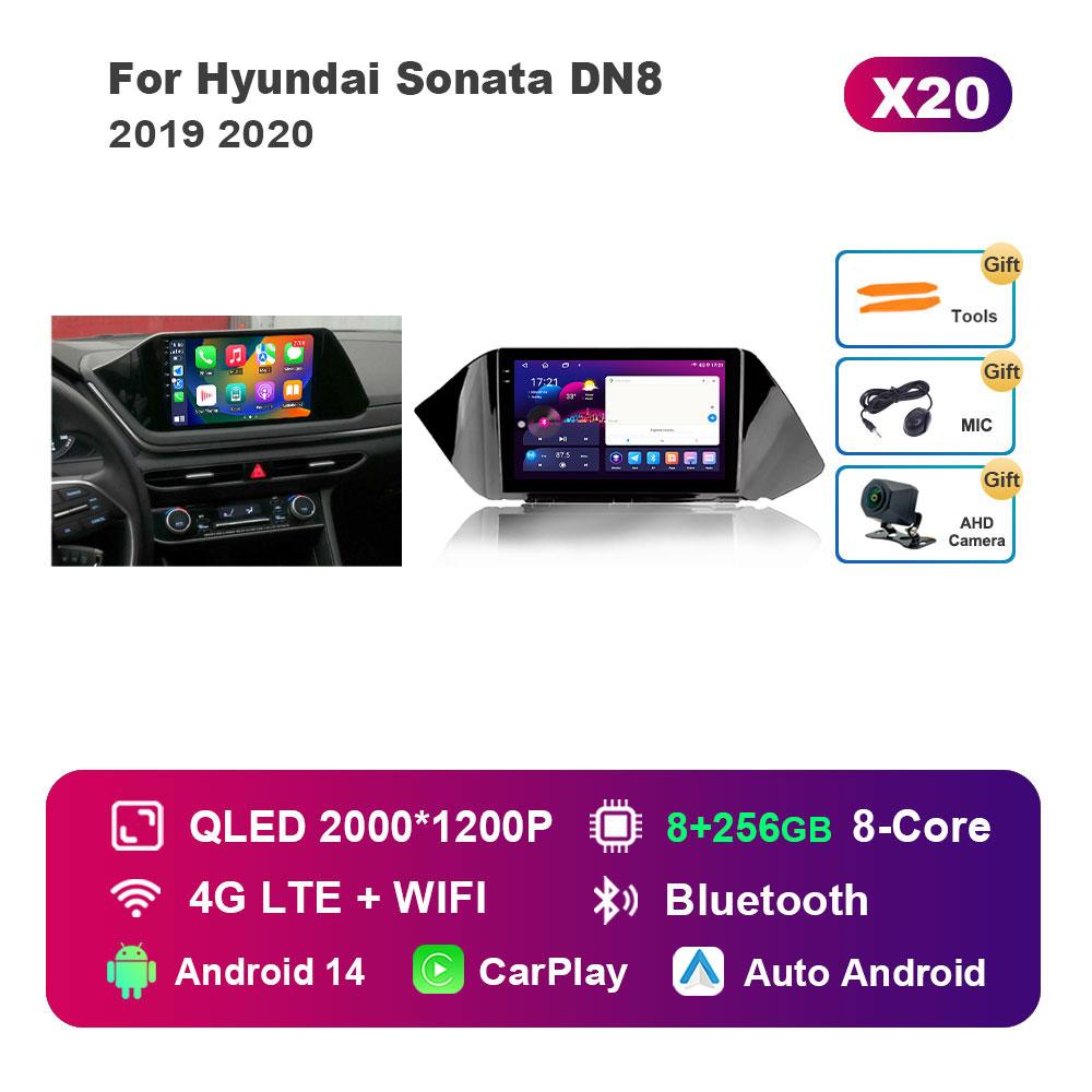 For Hyundai Sonata DN8 2019 2020 Car Radio Multimedia Player Android 14 GPS Navigation 4G Carplay DSP Stereo WiFi Auto Tools