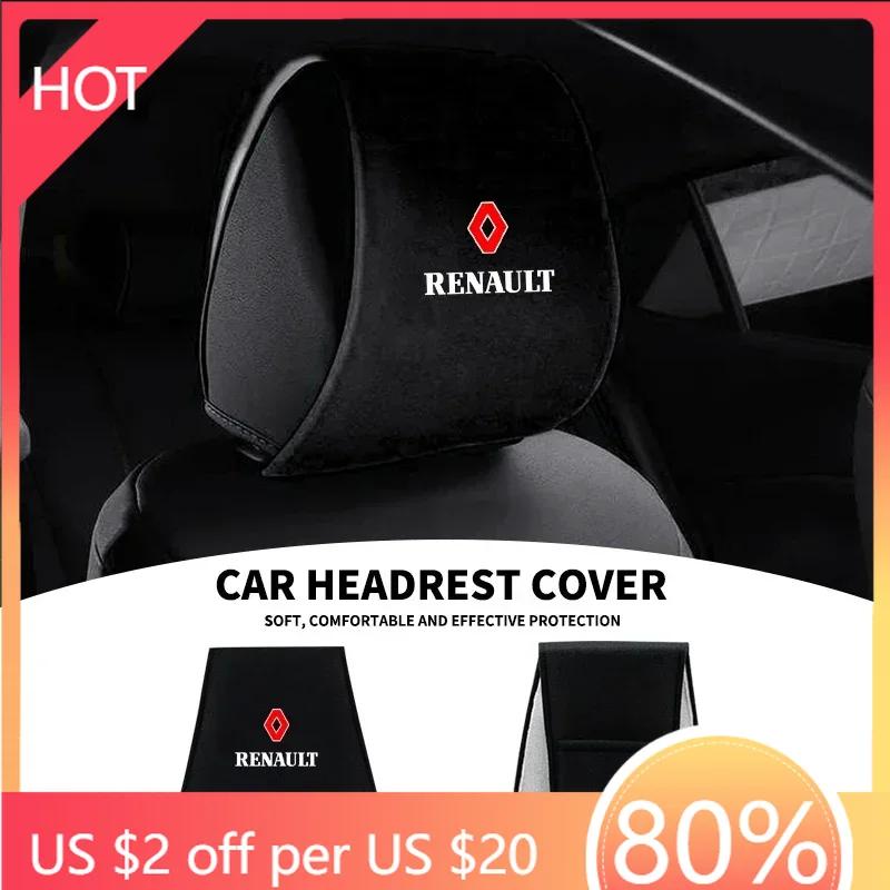 Hub Caps Car Headrest Cover Seat Head Pillow Neck Headrest Cover For Renault RS Clio Megane 2 3 4 Captur Trafic Twingo Scenic 2 rosso