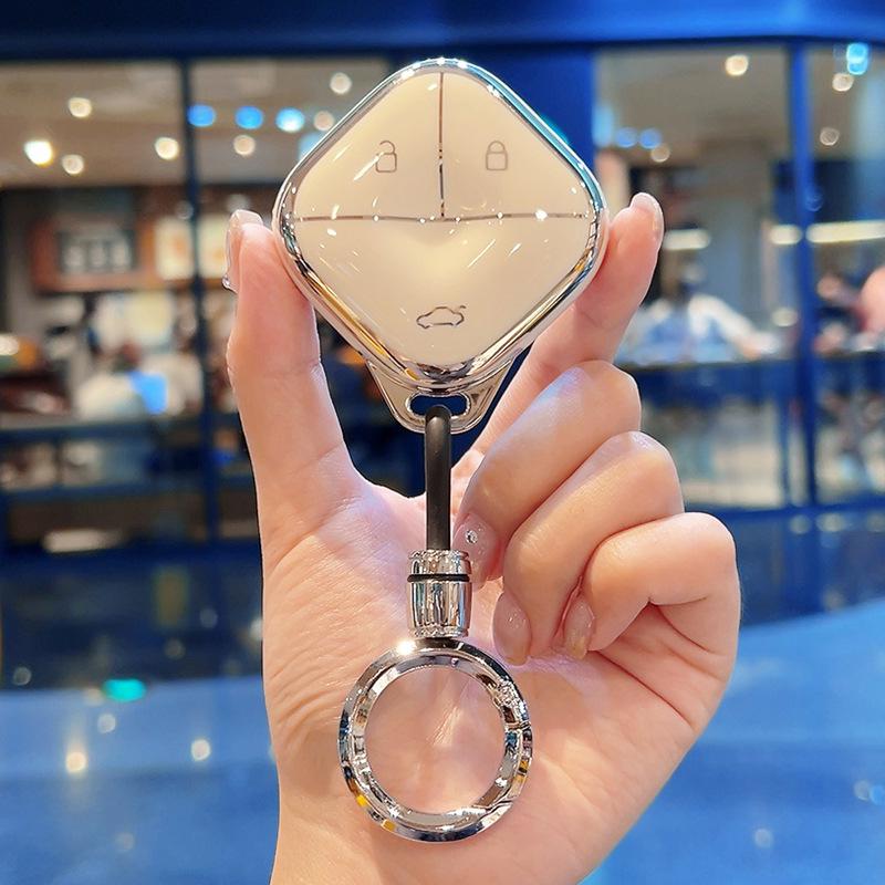 High-End Wuling Bingo & Baojun Kiwi EV Key Cover - Full Coverage Clear Sky Buckle Shell