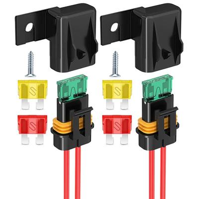 KILIGEN 2 Pack IP67 Waterproof 12AWG Gauge Wiring Harness Inline Fuse Holder ATC/ATO 20A/30A/40A