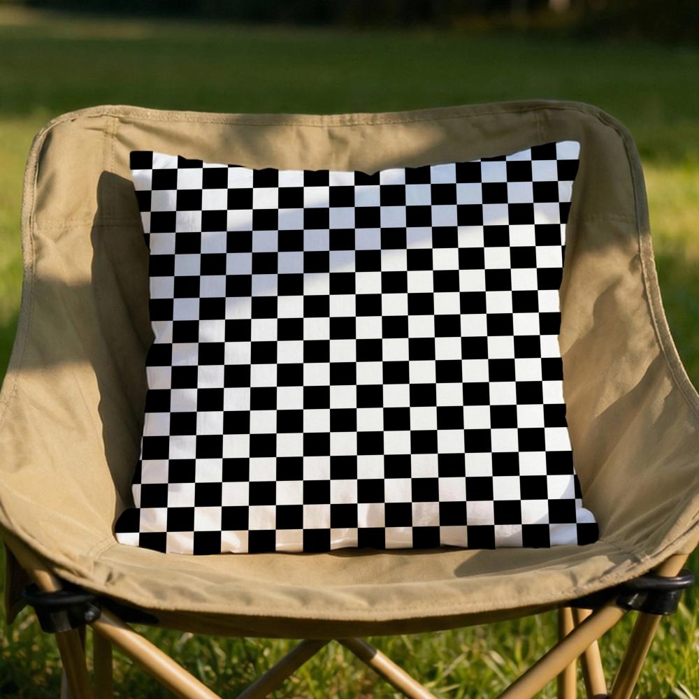 Black White Checkerboard Cushion Cover Soft Reversible  Durable Pillow Cover  MultiScene Use for Home  Car Daily Comfort