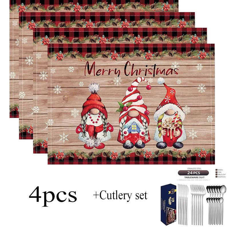 Christmas Tree Buffalo Plaid Placemats Set of 5 Christmas Placemats  Place Mats for Dinner Kitchen Table Party Home Decoration