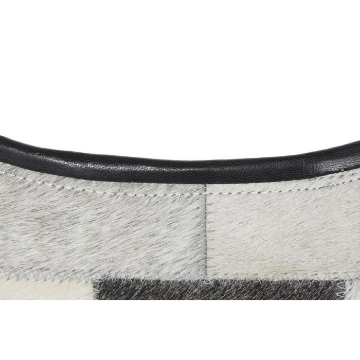 Chaise - Métal - Cuir Blanc - Noir/Gris/Beige - 74x70x90 cm