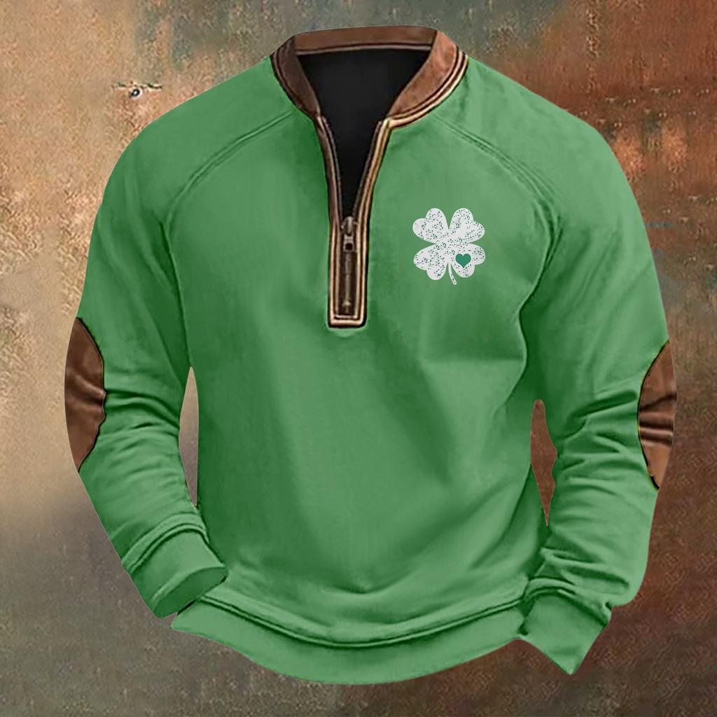 St. St. Patricksdag Vintage Casual Genser med glidelås Utendørs Casual Topp