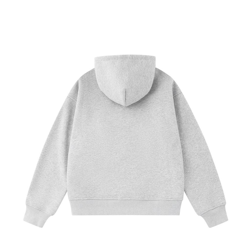 RDT Menswear | Grey Cleanfit American-Style Short Hoodie - 550g Solid Color Sweatshirt for Men