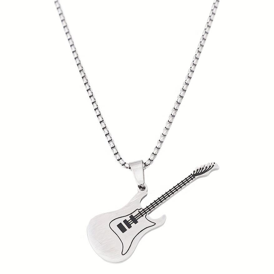 Guitar Jewelry Hip-hop Rock Bass Street Style Key Necklace Pendant 60CM(Necklace Long)