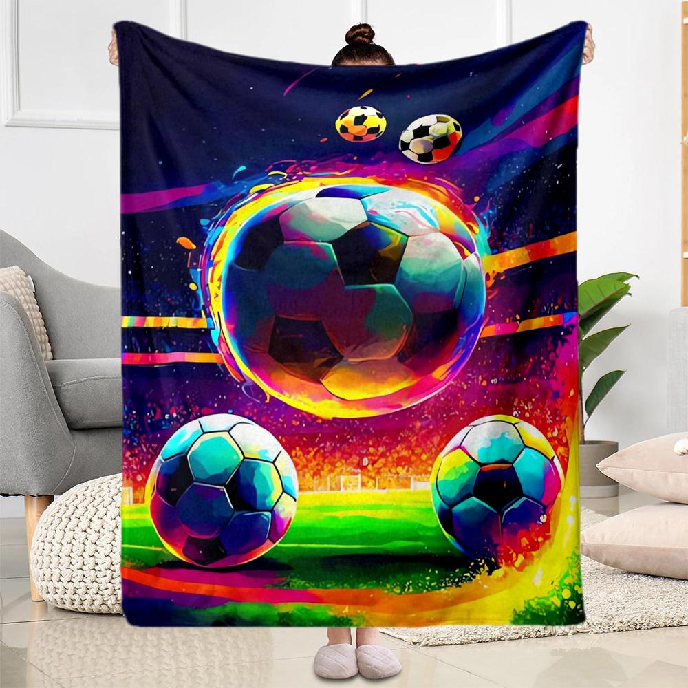 1 Stück Fußball-Decke Bequem Weich Leicht Alle Jahreszeiten Mehrzweck-Decke Reisen Camping Picknicks Sofa Büro Bett Wohnzimmer Geschenk Freunde