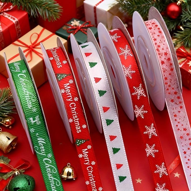 4 Rolls Mixed Christmas Printed Ribbon Supplies Gift Wrapping and Xmas Decorations Christmas Craft Ribbon Roll Decoration 2026