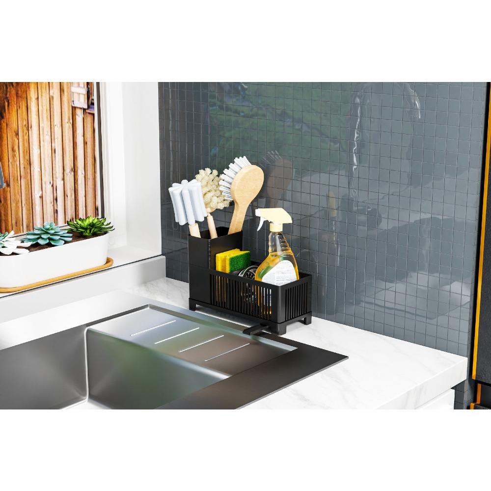 Kitchen Sink Rack Kitchen Dishcloth Sponge Drainer Countertop Rag Organizer