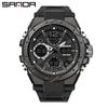 SANDA 6008 Waterproof Swimming Military Watch Men Sports Watches Dual Display Analog Digital LED Electronic Quartz Wristwatches