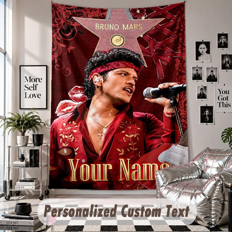 Wandbehang mit individuellem Namen & Text, Bruno Mars Dekorationstextil für das Schlafzimmer