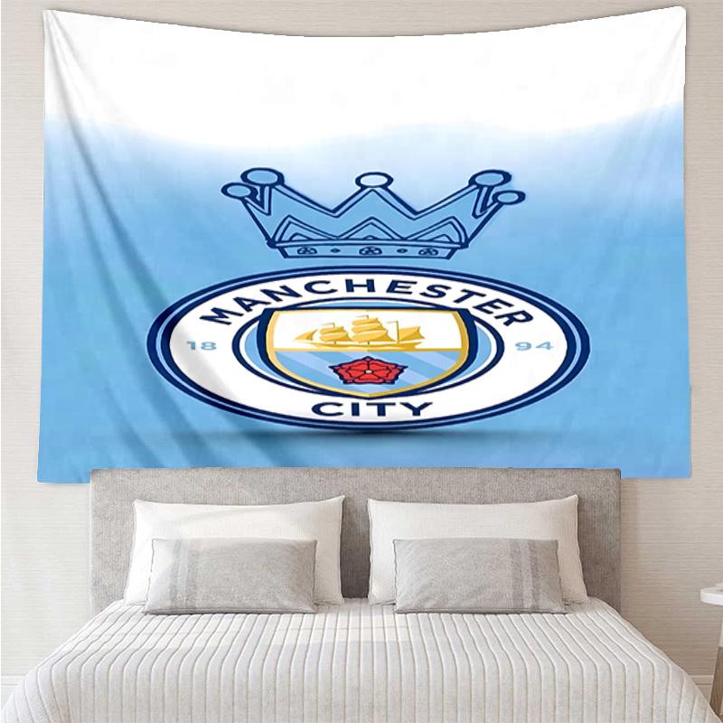 Manchester City Football Club Tapestry for Bedroom Aesthetic Classroom Tapestries Wall Hanging for Living Room Dorm Office,Ideal Creative Gift