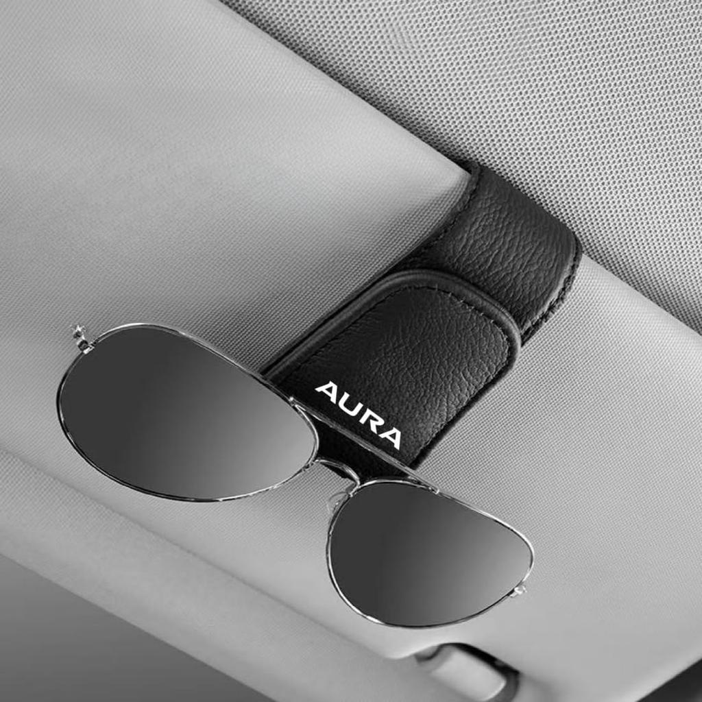 Sunglasses Holder for Cars with the AURA Compatible with Nissan Note Aura G G and Includes a Leather Sunglasses Clip for Tickets and and Is Easy To