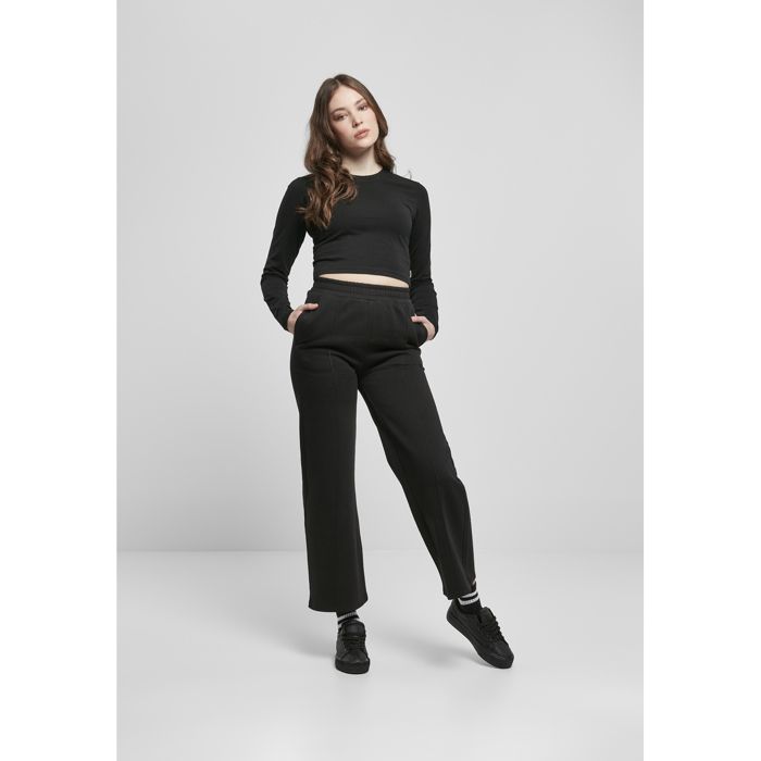 Pantalon Femme - Urban Classics - Straight Pin Tuck - Noir - Taille Standard - Coupe Droite