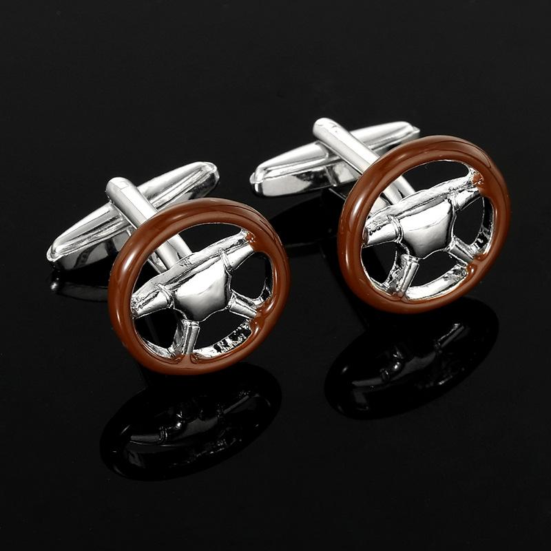 Unusual Car Steering Wheel Design Personalized Cufflinks Men's Premium Formal Suit Shirt Zircon Luxury Alloy Sleeve Cuff Link