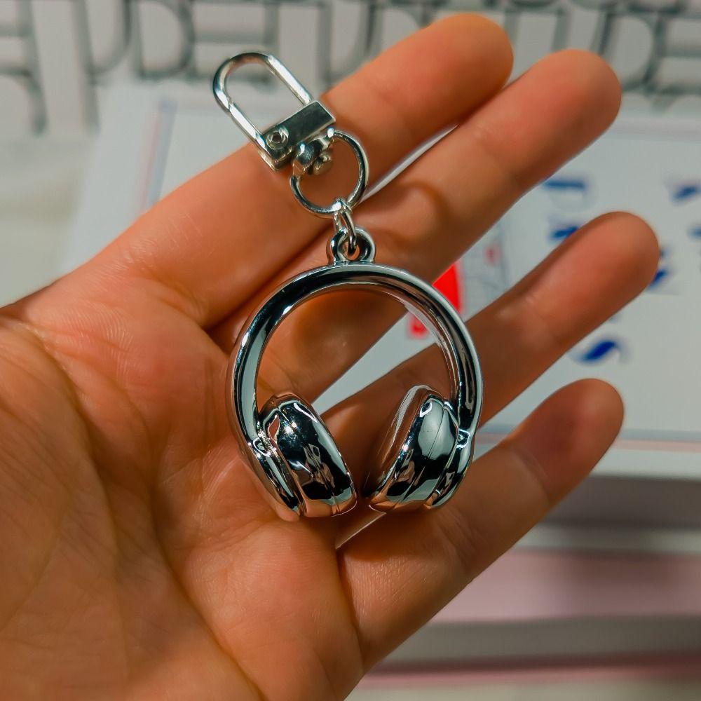 5Pcs Acrylic Headset Shape Keychain Funny Car Key Ring Creative Earphone Shape Pendant Key Decor