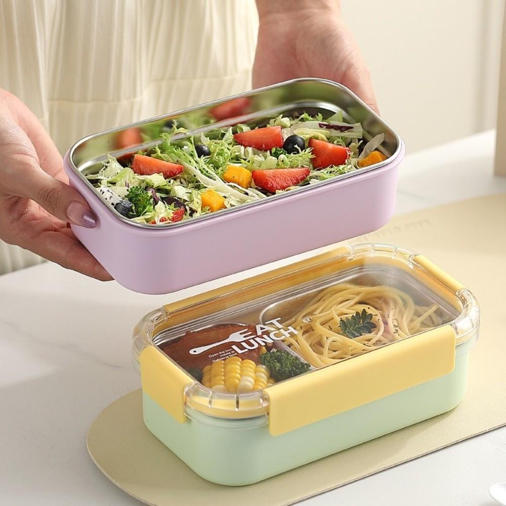 304 Stainless Steel Bento Box Thermal Insulation Food Container Divided Lunch Box  For Meal Prep