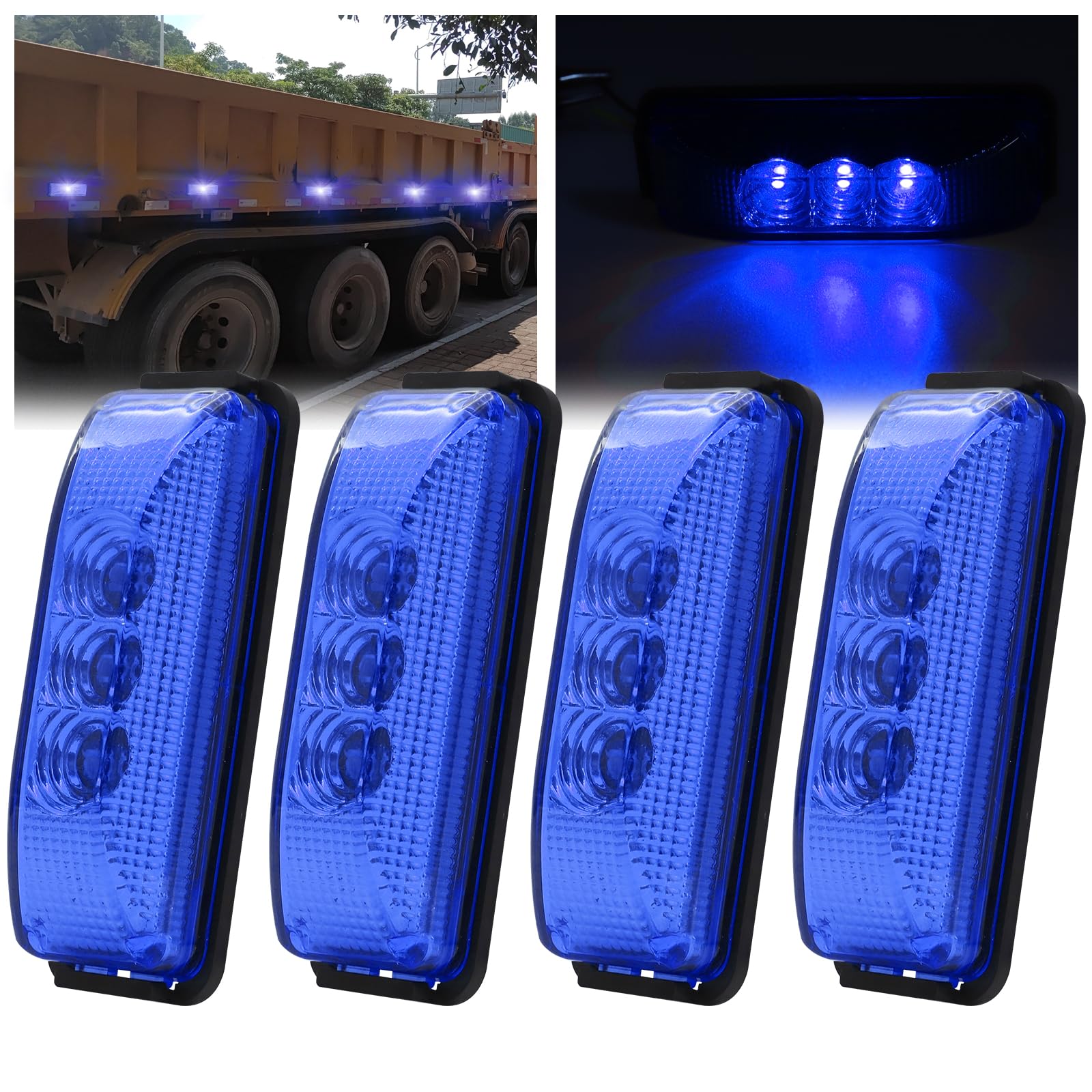 Ygmylandbb LED Truck Side Marker Lamp 24V 12V 3-LED Side 2 pieces синий