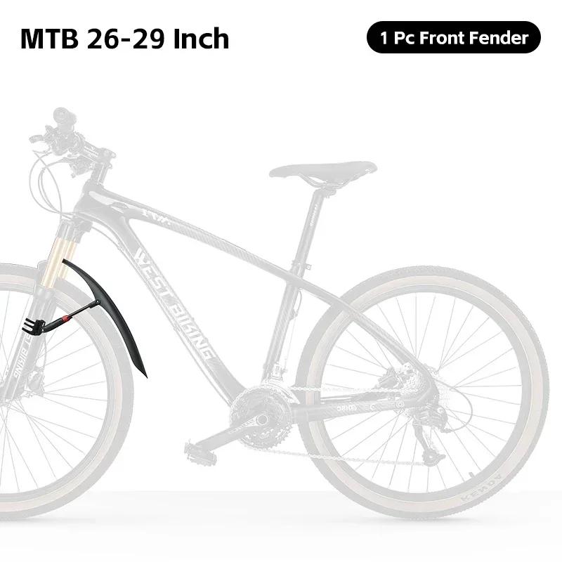WEST BIKING Mountain Bike Fender Set With Taillight Universal 26-29 Inch MTB Mudguard Adjustable Front Rear Enduro Mud Flaps Front Fender