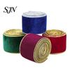 Gold Edge Ribbon for Trees Velvet Christmas Ribbon, 2.5 x 78 Inch Wired with Edges Gift Wrapping, Bow Making, DIY Crafts, Garland, Wreath, Tree Decor
