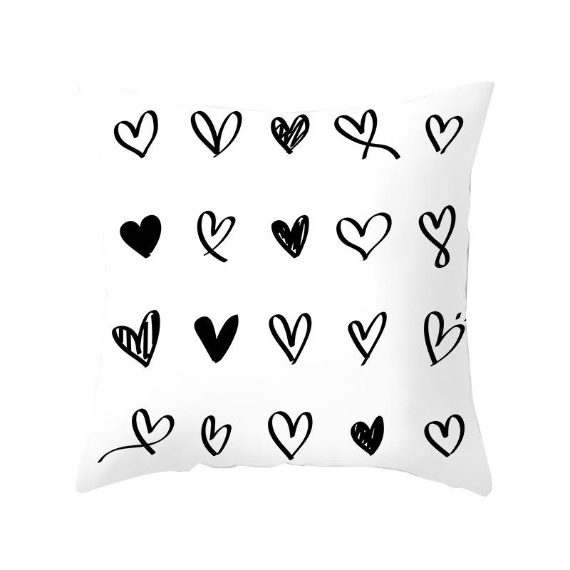 Simple Style Home Decoration Abstract Geometric Grid Black and White Lines Light Luxury Sofa Waist Support Pillow Cover Cushion