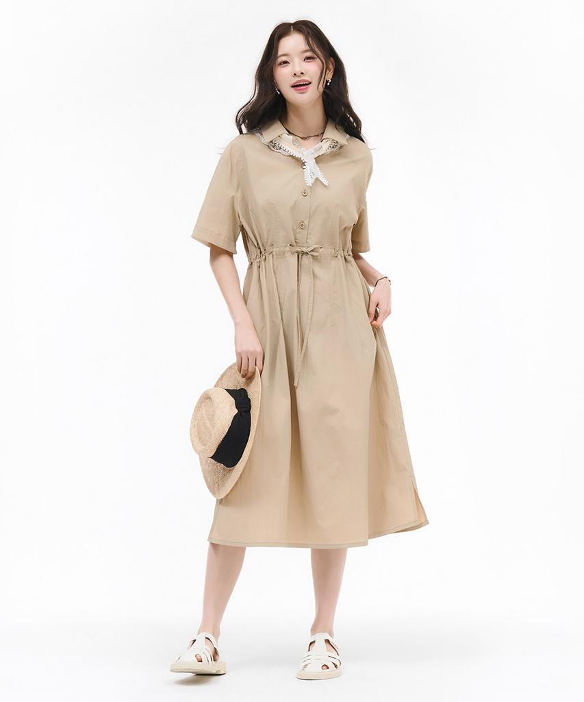 CHASECULT Women'S Open Collar Dress - Beige