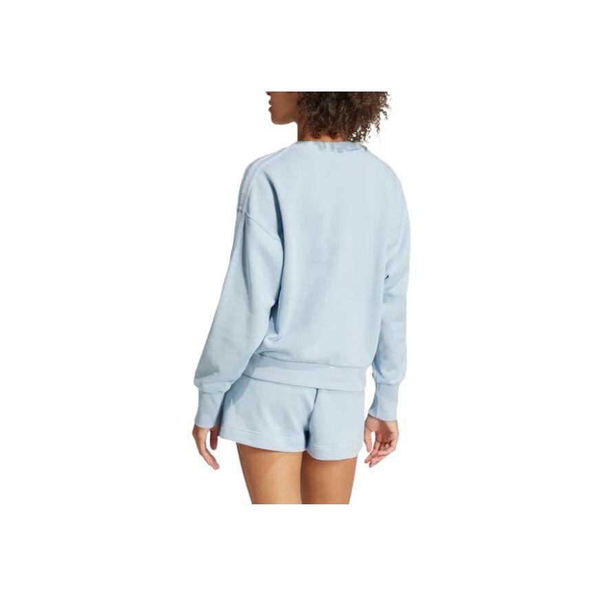 Adidas Casual Crew Neck Long Sleeve Pullover Sweatshirt Women Sweatshirt Blue IY6852