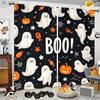 2pcs- Halloween Fun pumpkin print High Quality curtains, pole bag home decoration, room area decoration Durable Material