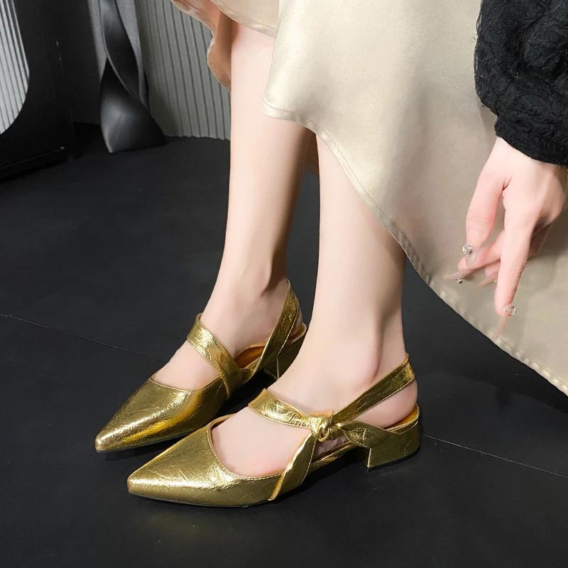 Fashion Summer Woman Pointed Toe Sandals Flats Casual Fashion Shoes Retro Women Sandals Designer New Trend Shoes Slingback Mujer Zapatos