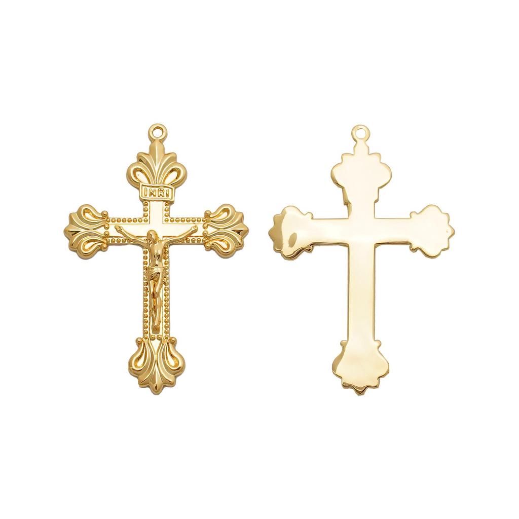DIY Vintage Cross Pendant In Antique Brass or 18k Gold Plated, 4.8x3.4cm