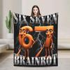 Italian Brain Rot Funny Meme Throw Blanket  Soft Warm Quality Print for Couch Bed Chair  Winter Kids Gift