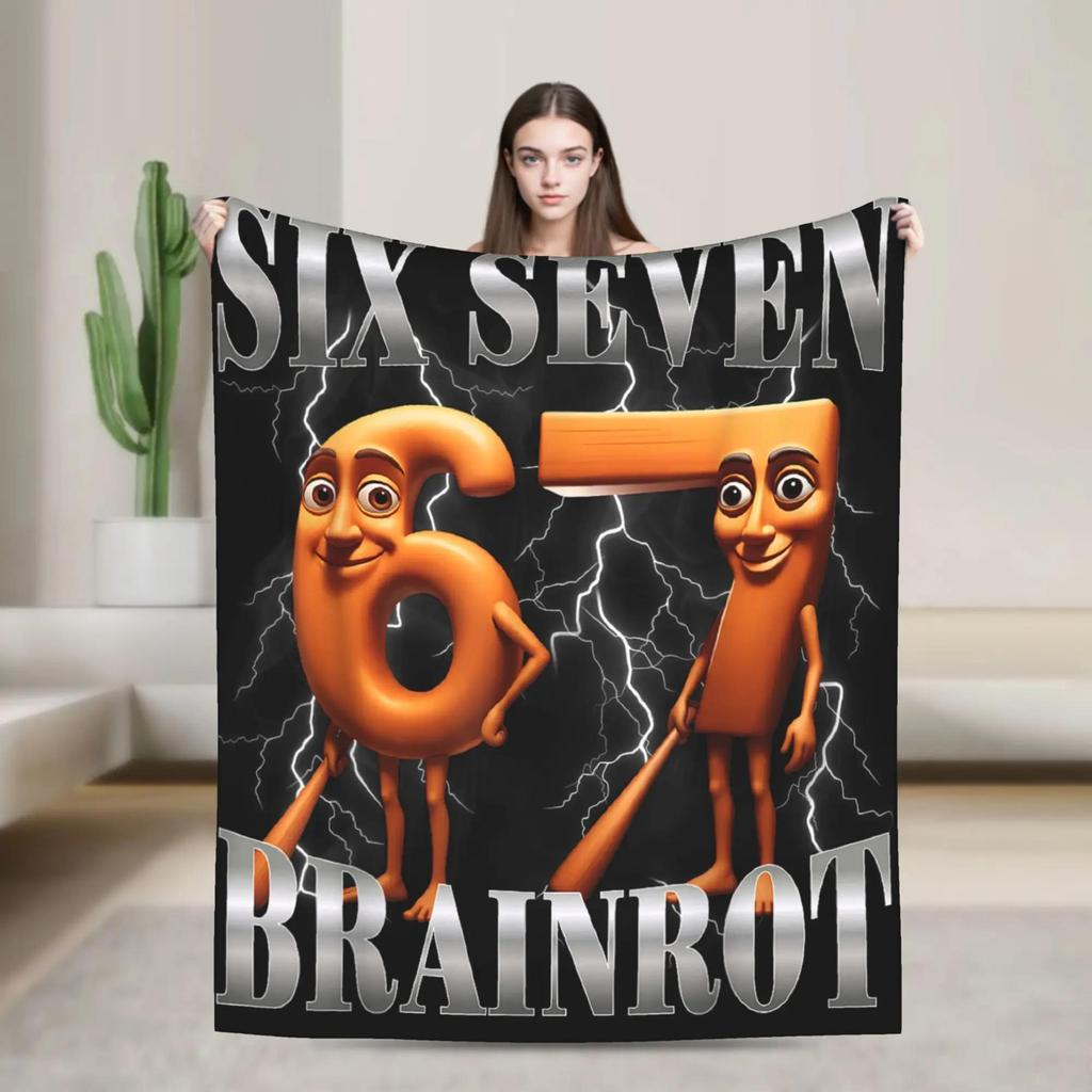 Italian Brain Rot Funny Meme Throw Blanket Soft Warm Quality Print for Couch Bed Chair Winter Kids Gift