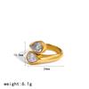 Waterproof Jewelry 18K Gold-plated Stainless Steel Rings Non-fading Fashionable Luxurious Adjustable Opening Zircon Finger Ring