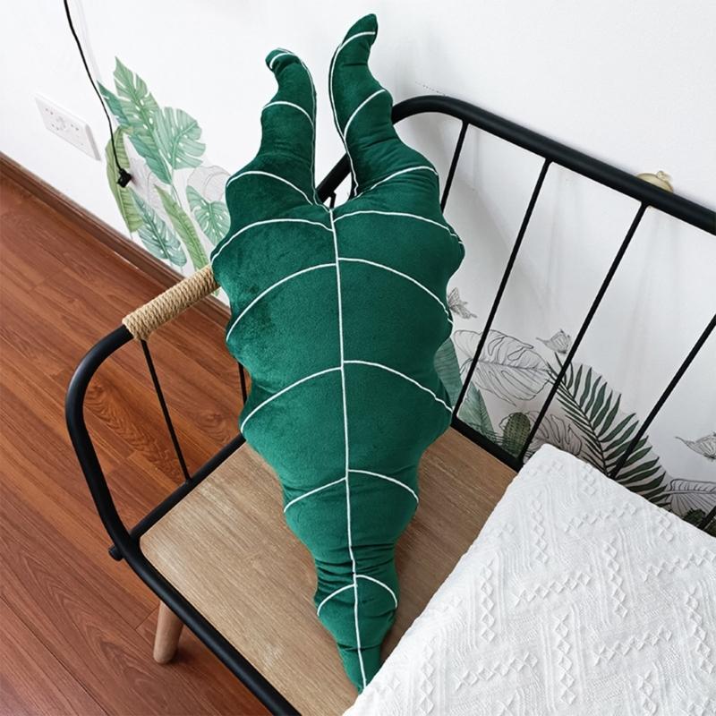Green Leaf Throw Pillow Sleep Cushion Sofa Gift Present Supplies for Kid Boys Girls Throw Pillows Present
