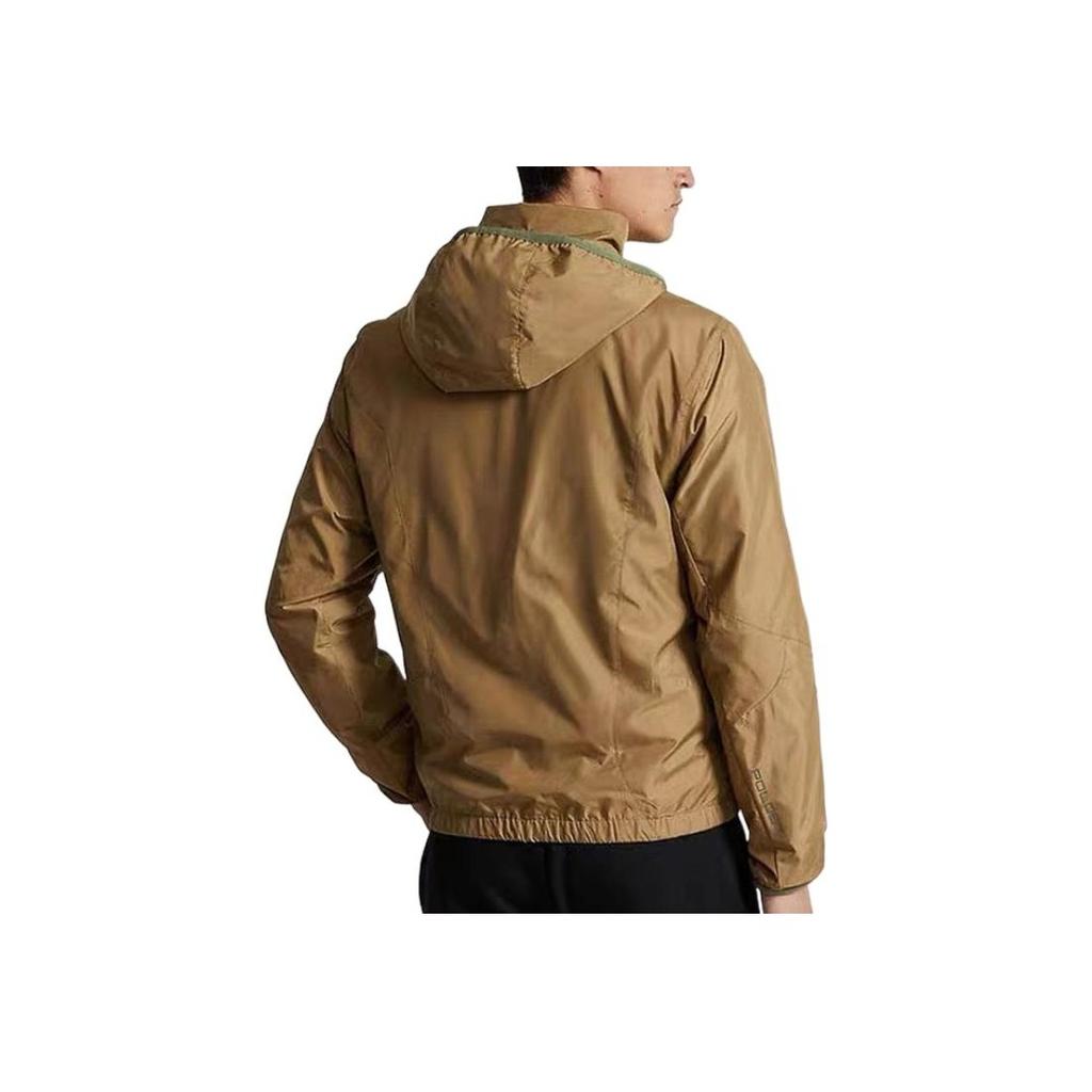 Polo Ralph Lauren Solid Color Logo Embroidered Hooded Zip-Up Long Sleeve Jacket Men jackets Khaki 710914503-003