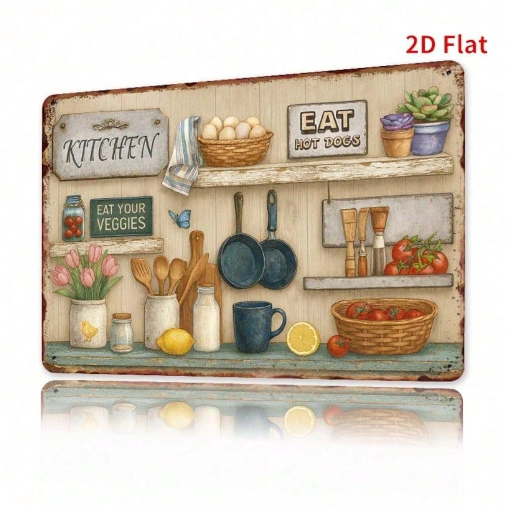 Vintage Eat Your Vegetables Metal Wall Sign 11.81x7.87 Inch Retro Farmhouse Kitchen Tin Plaque Home Decor