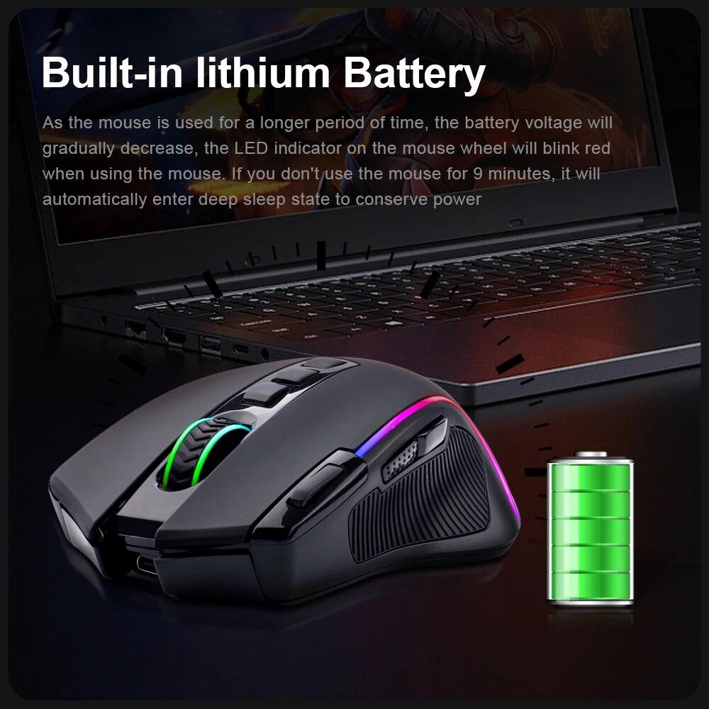 E-YOOSO X-11 RGB USB 2.4G Wireless Gaming Mouse 4000 DPI 9 Buttons Programmable Ergonomic for Gamer Mice Laptop PC Computer