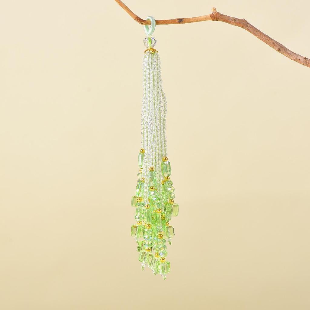 Original Spinel and Crystal Multi-Color Tassel Bag Charm Brooch in Chinese Style