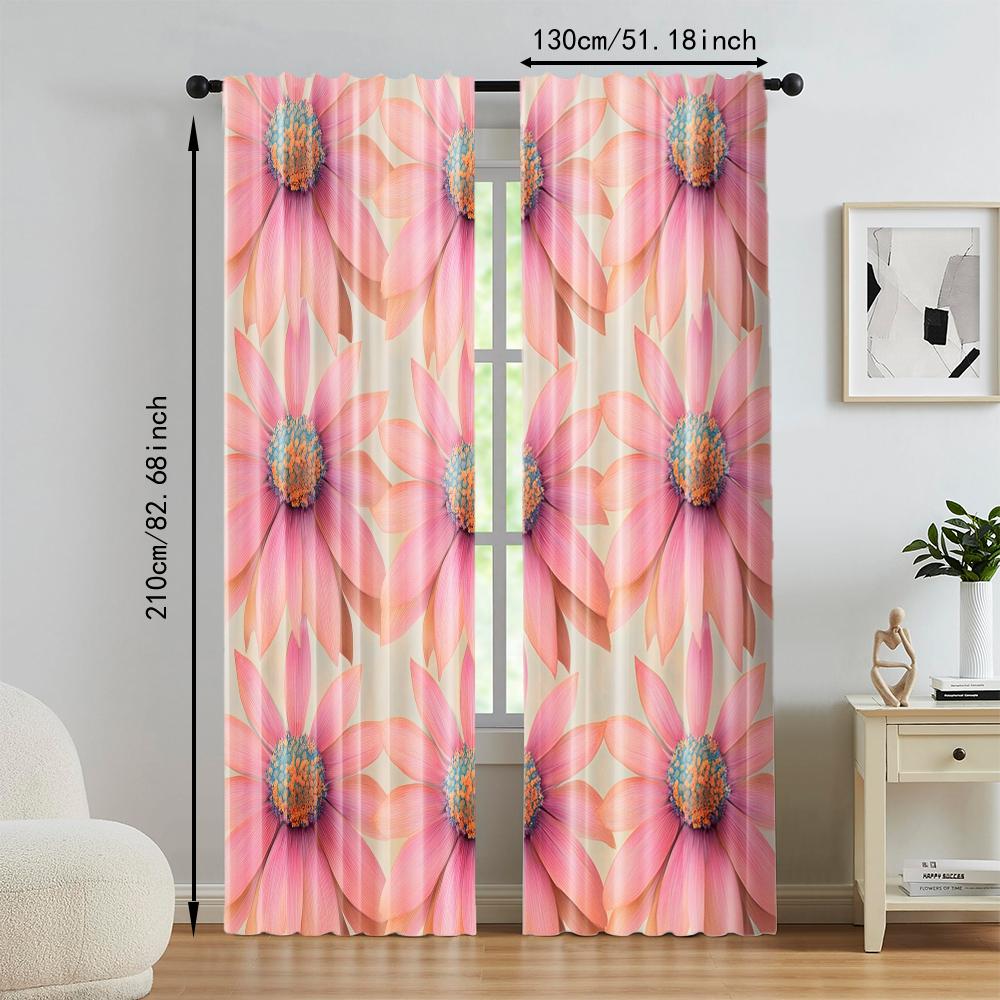 Set Of 2 Versatile Polyester Transparent Curtains Home Decoration Chrysanthemum Floral Use Bedrooms Living Rooms Made Area Window Treatment