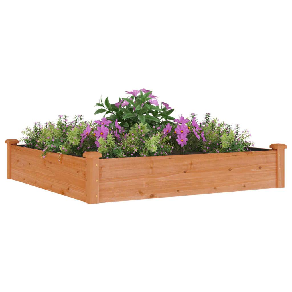Raised Garden Bed with Liner Brown 120x120x25 cm Solid Fir Wood