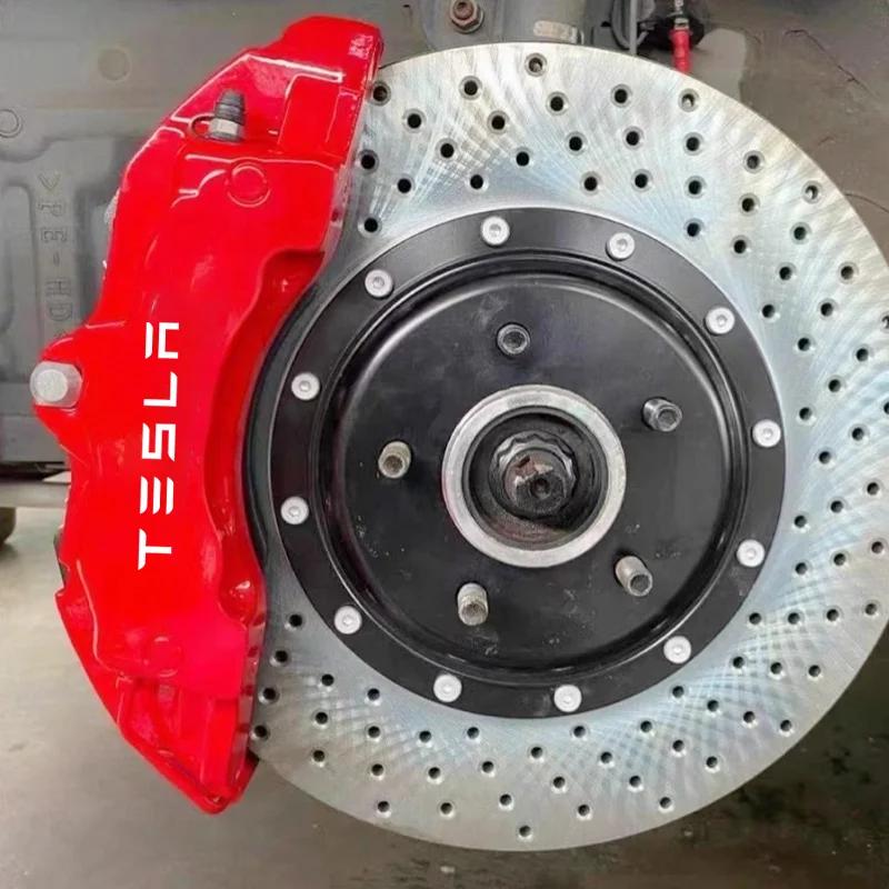 Car Sticker Tesla 9PCS Car Brake Caliper Sticker Heat Resistant Decal Decoration PVC Sticker Decal Auto Accessories For Tesla Mo