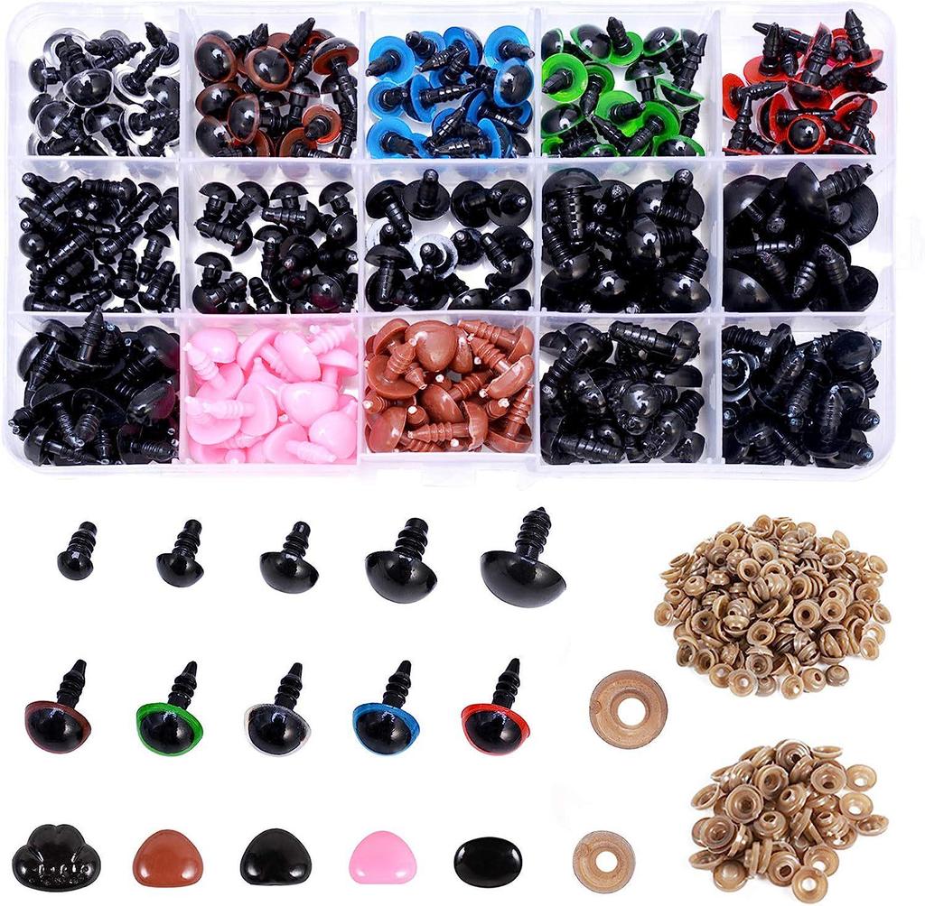 Colored Boxed Doll Eyes Set with Washers - DIY Craft Accessories
