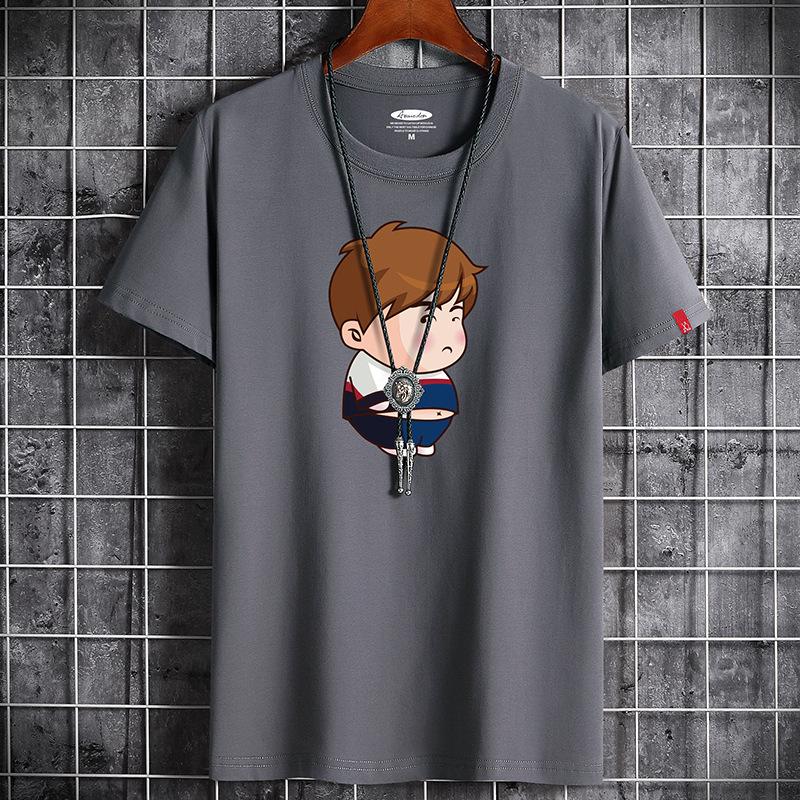 

Милая мужская футболка большого размера с короткими рукавами из 100% хлопка, повседневная футболка S-6XL 6XL темно-серого