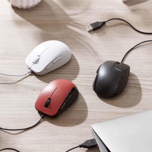 Elecom Mouse Wired M-BL28UBKBK 5 Button Rubber Grip Antibacterial Black