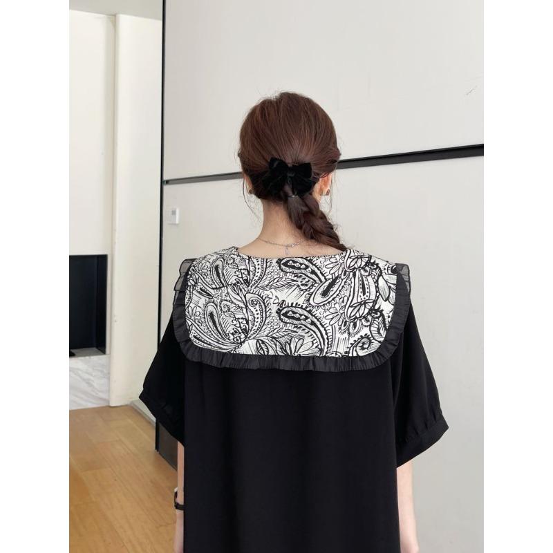 Dimanaf Summer Women Plus Size Short Sleeves Elegant Dress Loose 2025 Vintage Dress Basic Long Casual Shirt Dress