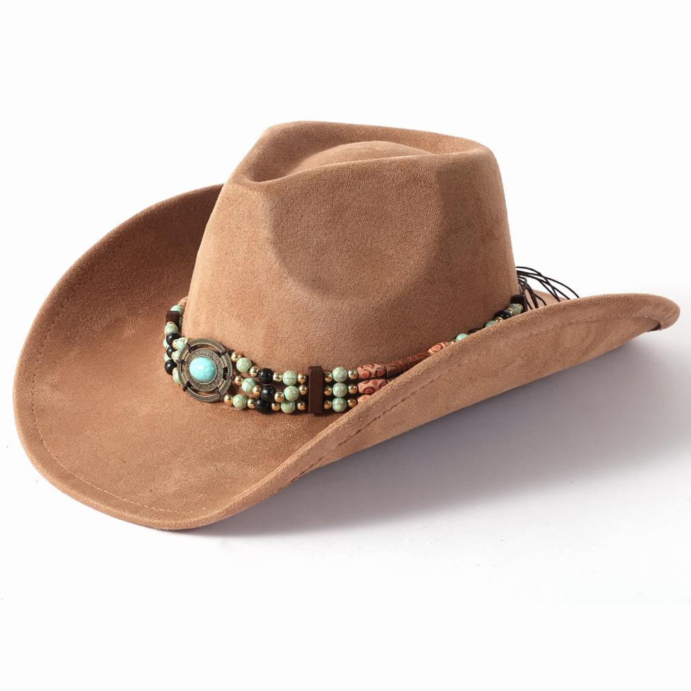 Vintage Western Cowboy Hat Men's and Women's Tibetan Suede Jazz Hat Hot-selling Big-brimmed Top Hat Sunshade Tide