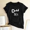 Women Men T-shirt Loose Dress Up Matched Heart Chic Anniversary Couple for Home