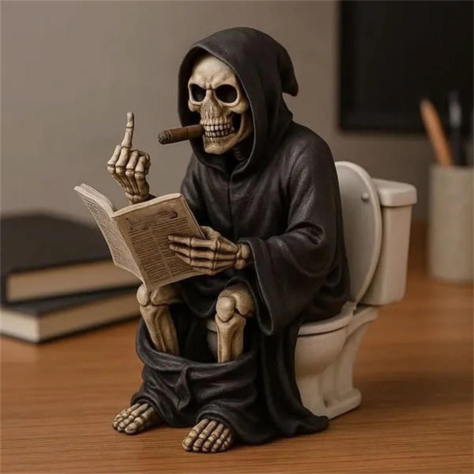 

Middle Finger Toilet Death Statue Resin Crafts Ornaments Halloween Decorations One Size