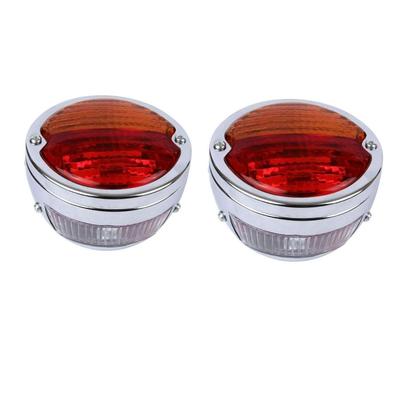 Luz Trasera 12V Cromo Duolamp – Luz Trasera de Freno, Intermitente y Luz de Matrícula | Lente Ámbar/Roja | Universal para Coches y Camionetas Clásicas Ford
